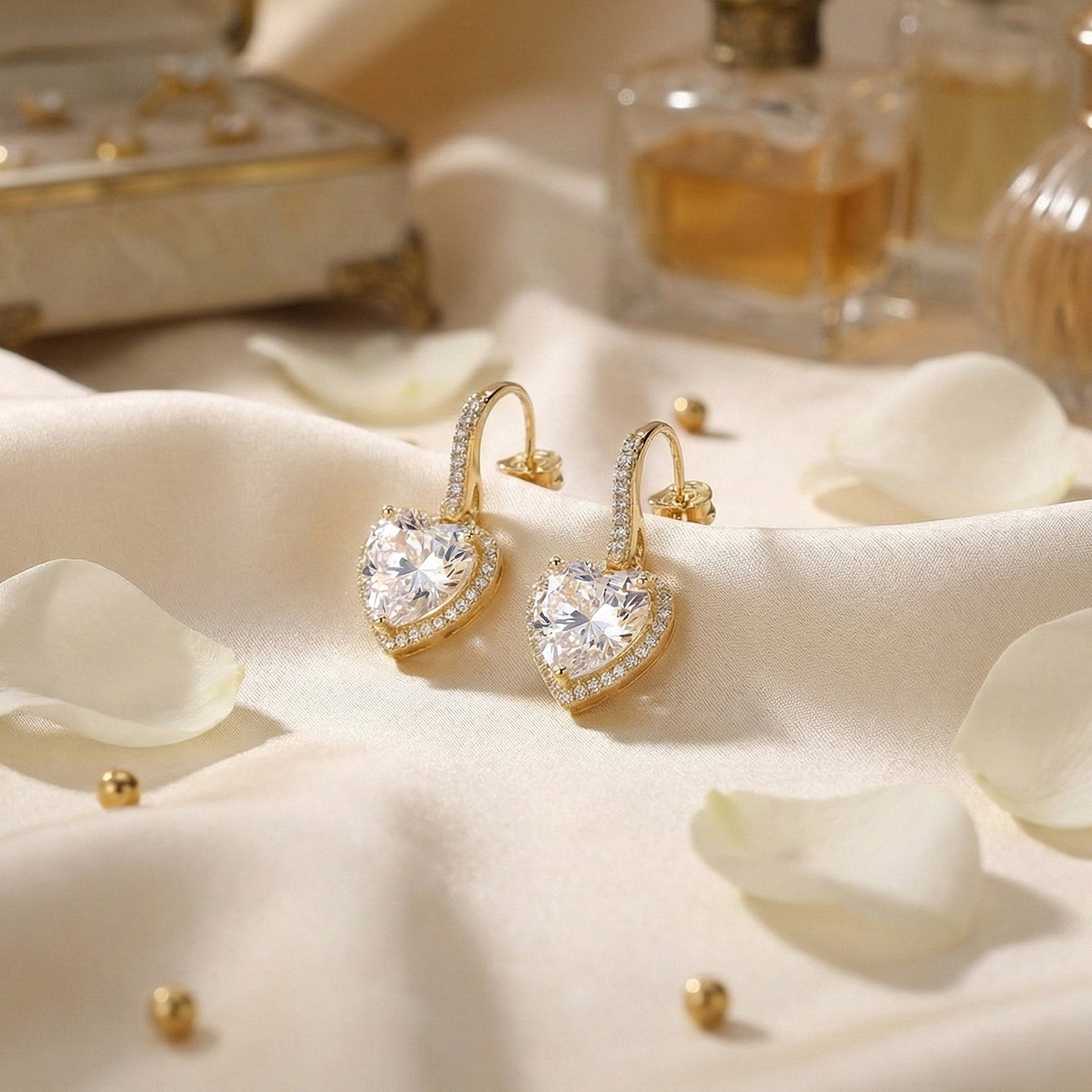 Diamond Heart Stud Earrings