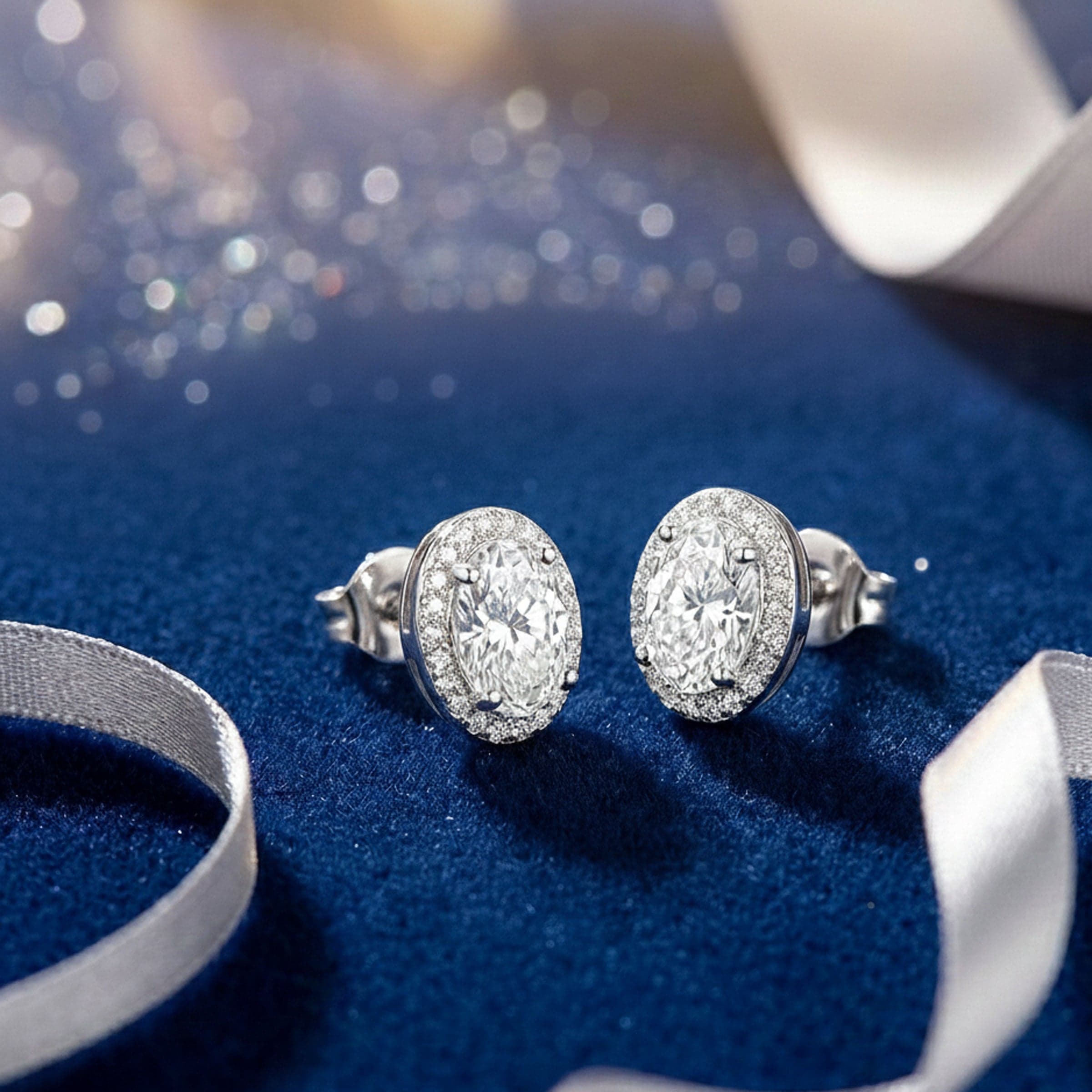 Oval Diamond Stud Earrings